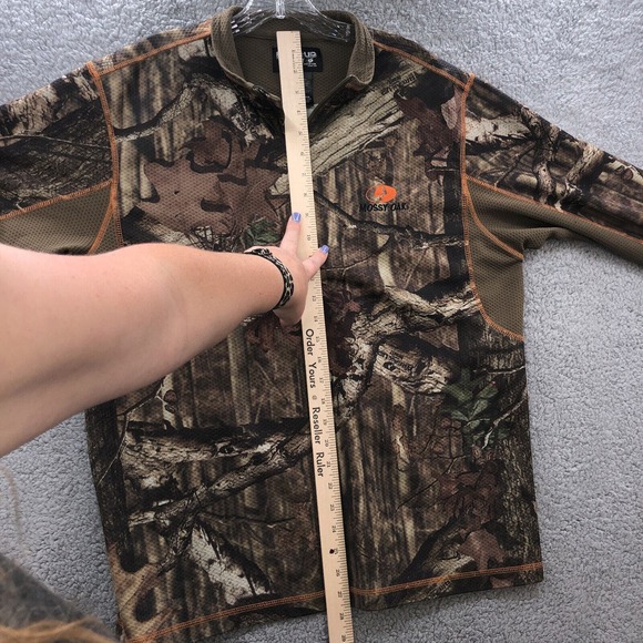 Mossy Oak Break-Up Infinity Mens Green Camo Outdoors Half Zip Jacket Shirt Large - Picture 15 of 16